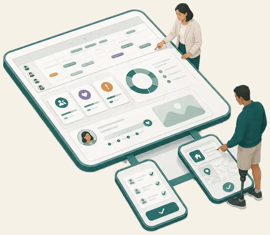 Inclusify connects NDIS participant, roster and mobile service workflows across one platform.