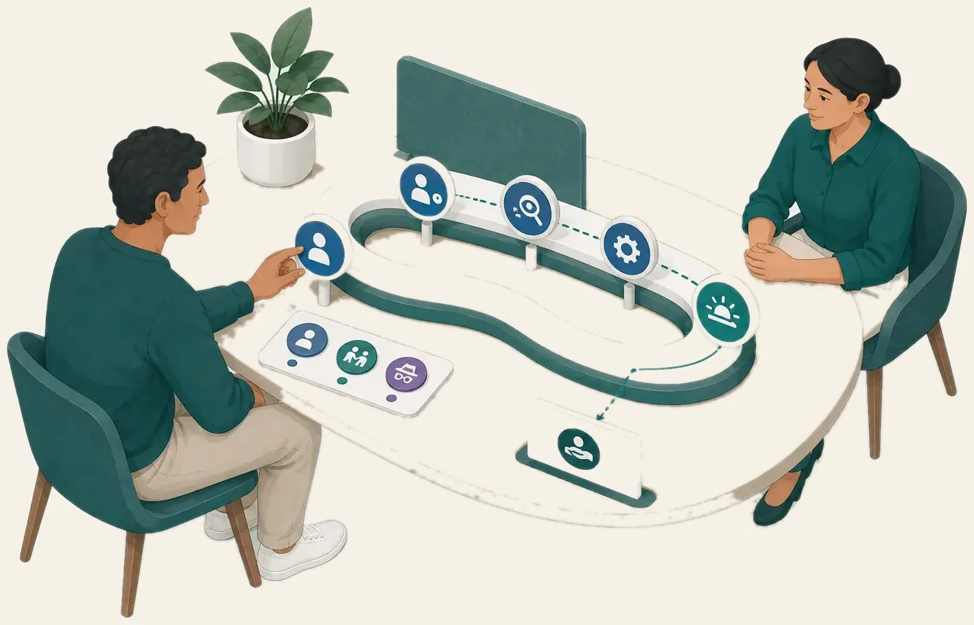 An NDIS provider team maps people, services and accountable workflow stages.