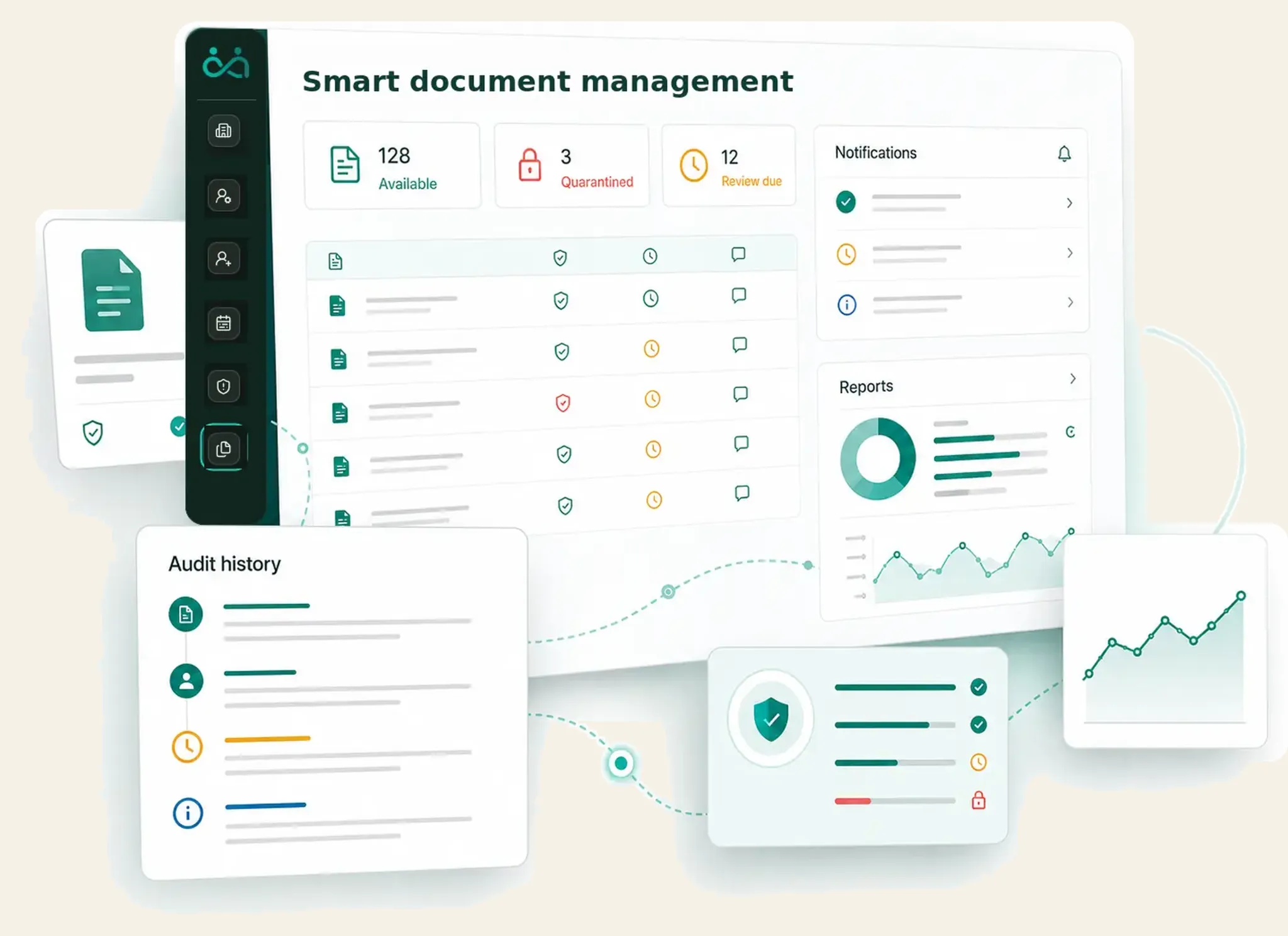 Inclusify controlled document register showing ownership, review status and audit history.