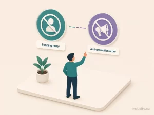 Illustration comparing banning orders and the new anti-promotion orders under the NDIS Integrity and Safeguarding Act 2026