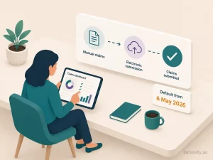 Illustration showing the NDIA's shift from manual to electronic claiming under the NDIS Integrity and Safeguarding Act 2026