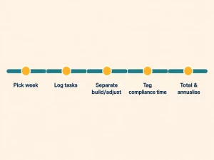 Timeline diagram of the five steps in a rostering time audit for NDIS providers