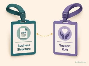 Diagram distinguishing sole trader as a business structure from independent support worker as a role