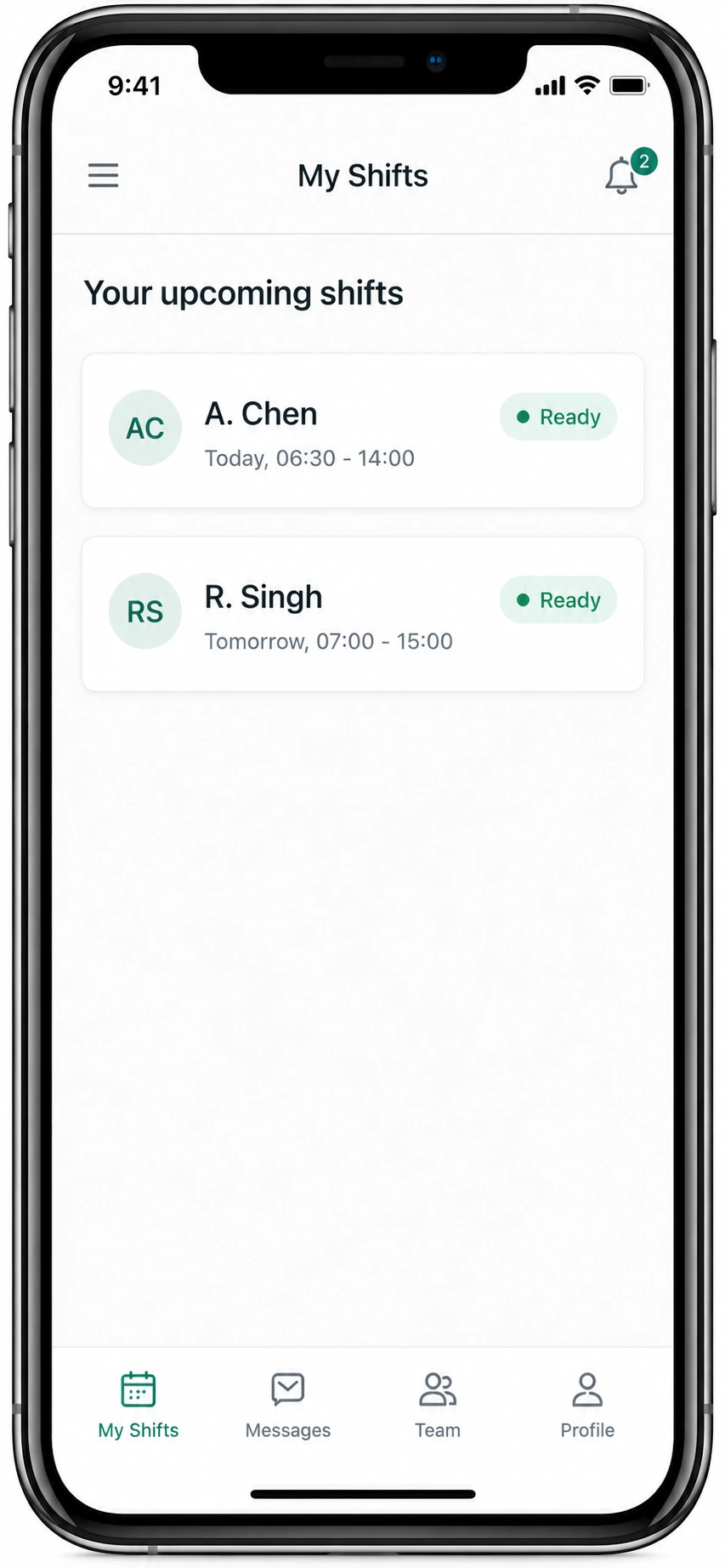 Service manager view showing pending approvals and team activity feed